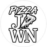 Logo featuring the text "PIZZA J WN" and a pizza slice graphic.