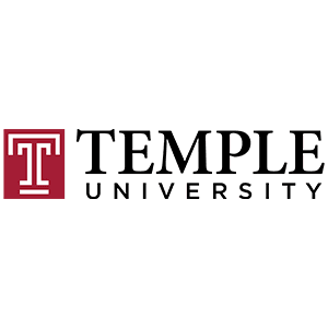 Logo of Temple University featuring a red and white color scheme.