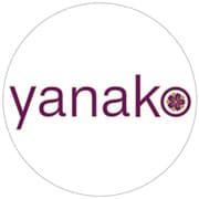 Logo of Yanako featuring the brand name in purple with a floral design.