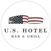 Logo for U.S. Hotel Bar & Grill featuring a stylized American flag.