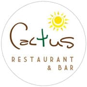 Logo of Cactus Restaurant & Bar featuring a sun graphic.