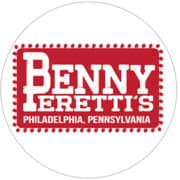 Red logo for Benny Peretti's in Philadelphia, Pennsylvania.