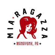 Logo of Mia Ragazza, featuring a stylized woman with red hair and text indicating the location as Manayunk, PA.