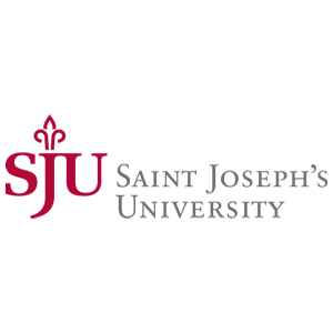 Logo of Saint Joseph's University featuring the text "SJU" and "Saint Joseph's University."